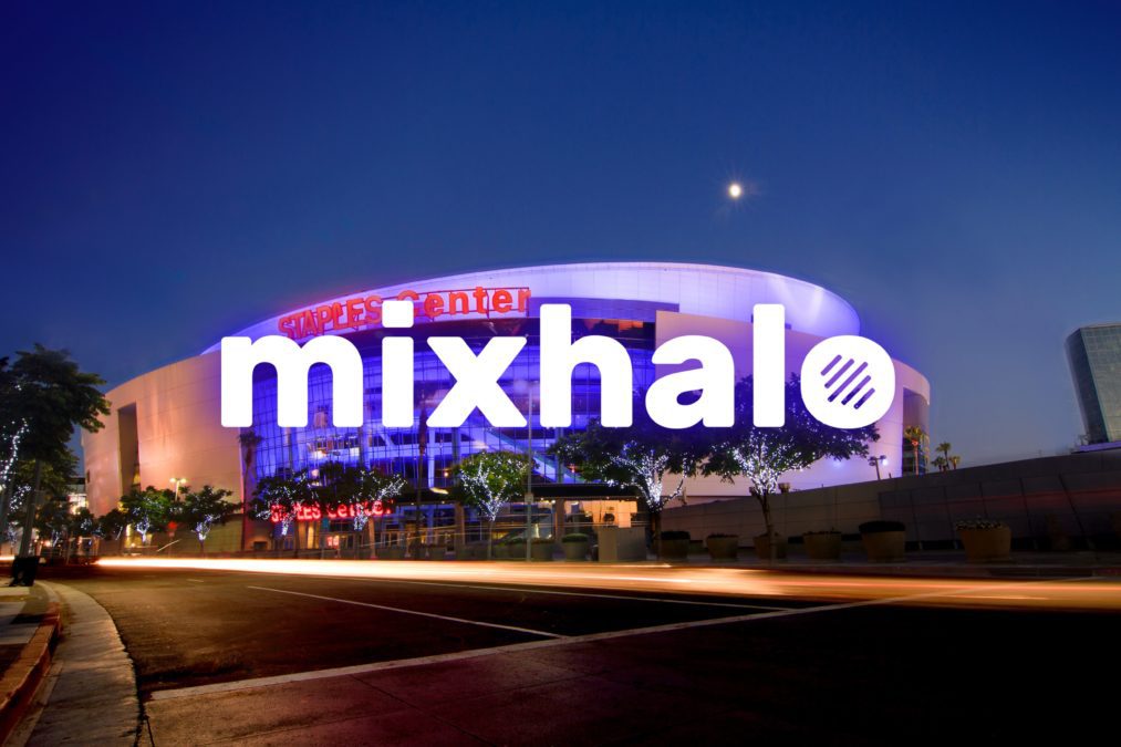 Staples Center with Mixhalo logo overlay